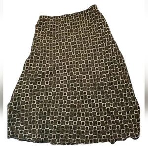 East 5th Block Print Ladies Petite Small Skirt Green Black Cream Elastic Waist